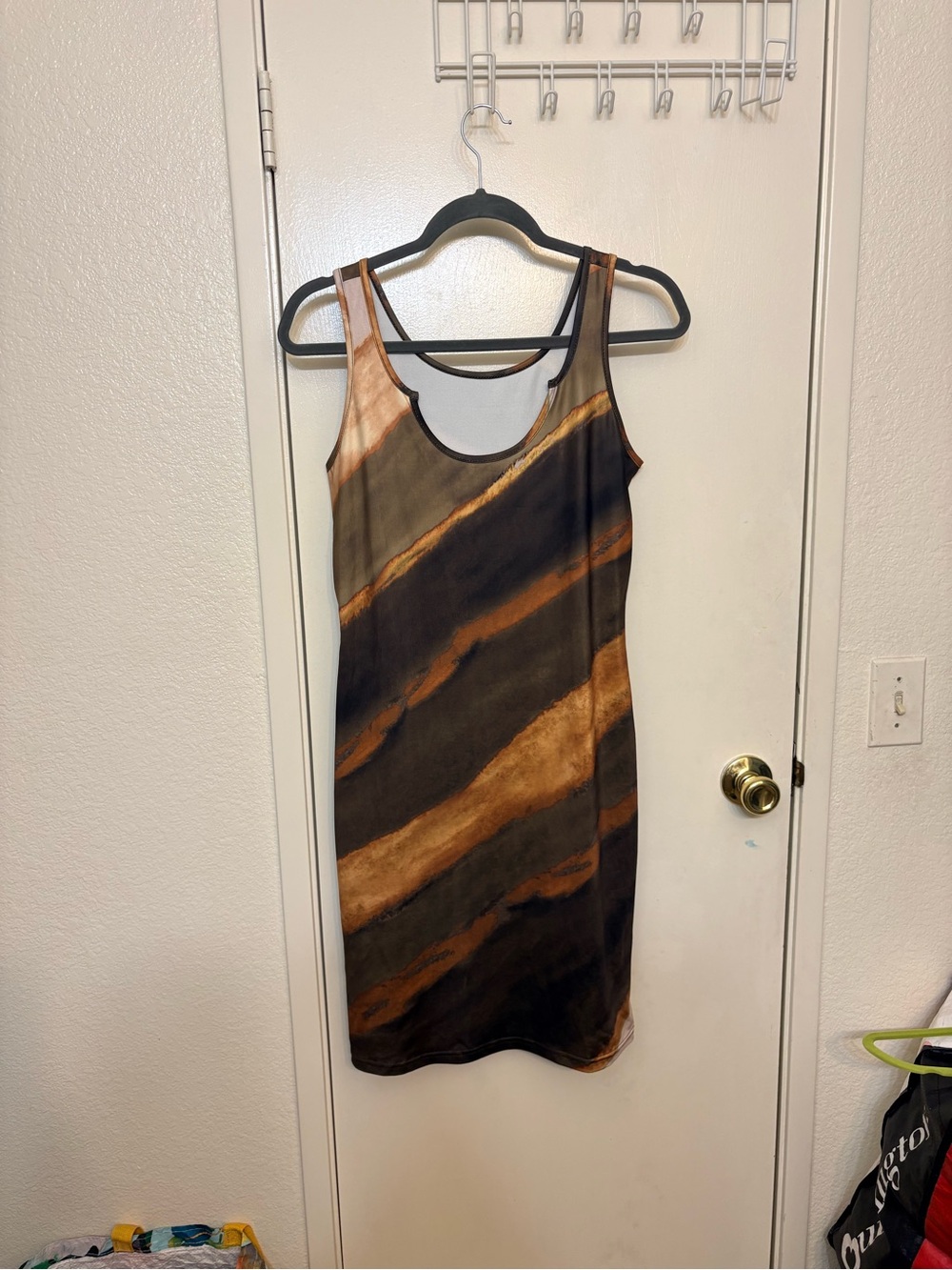 Shein Womens L Y2K Abstract Marble Print Sleeveless Bodycon Midi Clubwear Dress
